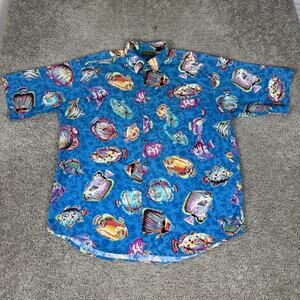 Tango by Max Raab Shirt Mens XL Blue Tropical Fish Fun USA Made Hawaiian Vintage